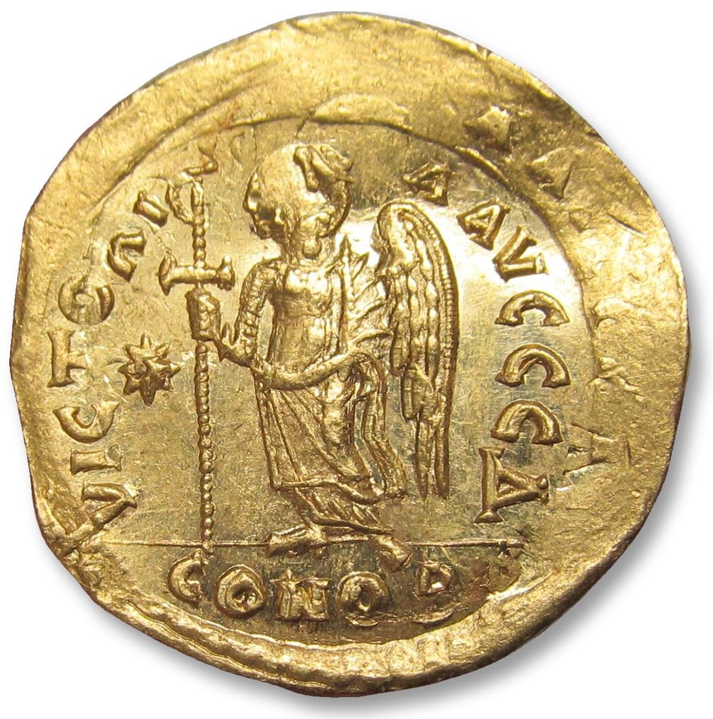 Bysantinska riket. Justin I (AD 518-527). Solidus Constantinople mint officina Δ (= 4th) circa 522-527 A.D. #1.2