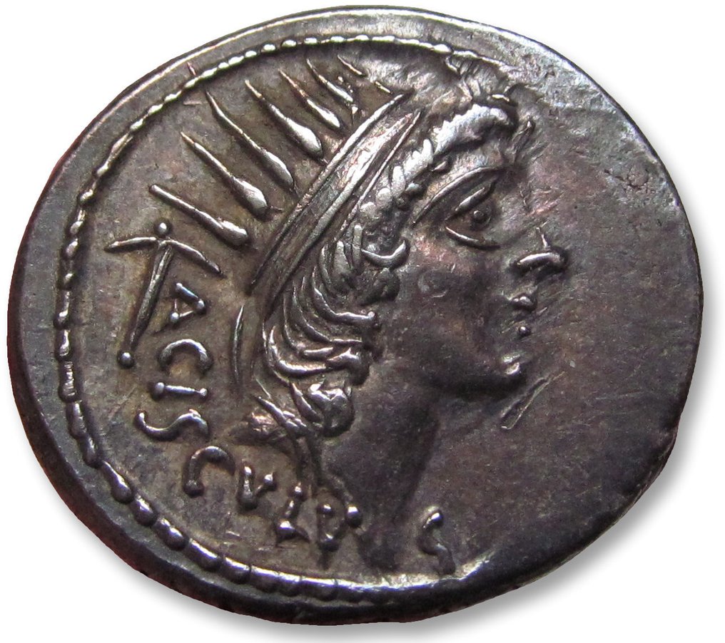 罗马共和国. L. Valerius Acisculus. Denarius Rome 45 B.C. - beautifully struck scarcer cointype - #1.1