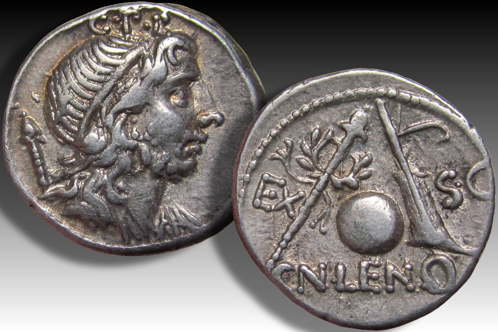 Roman Republic. Cn. Cornelius Lentulus Marcellinus, 76-75 BC. Denarius undertain Spanish mint - very high quality for the type - #2.1