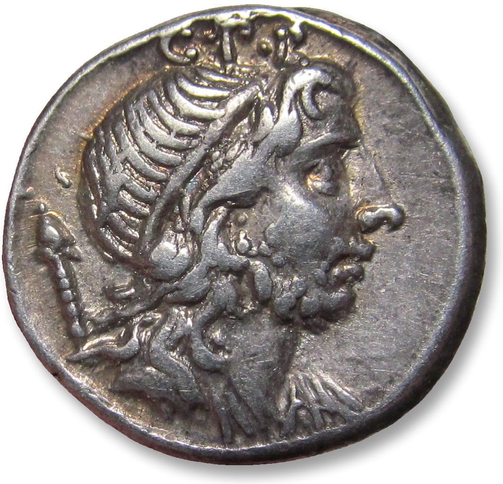 Romerska republiken. Cn. Cornelius Lentulus Marcellinus, 76-75 BC. Denarius undertain Spanish mint - very high quality for the type - #1.1