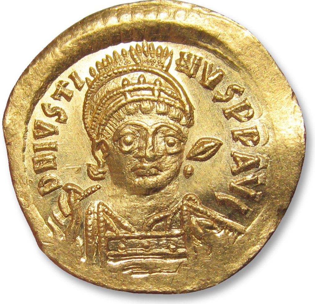 Det Byzantiske Rike. Justin I (AD 518-527). Solidus Constantinople mint officina Δ (= 4th) circa 522-527 A.D. #1.1