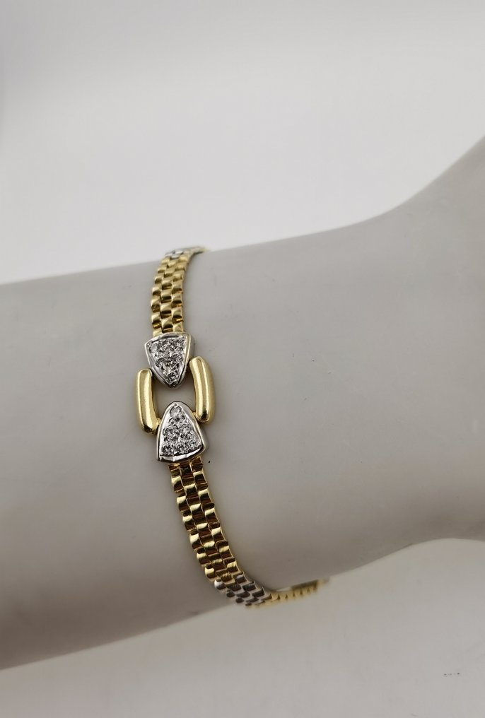 Armband - 18 kt Gult guld, Vittguld Diamant  (Natural) - Diamant #1.1