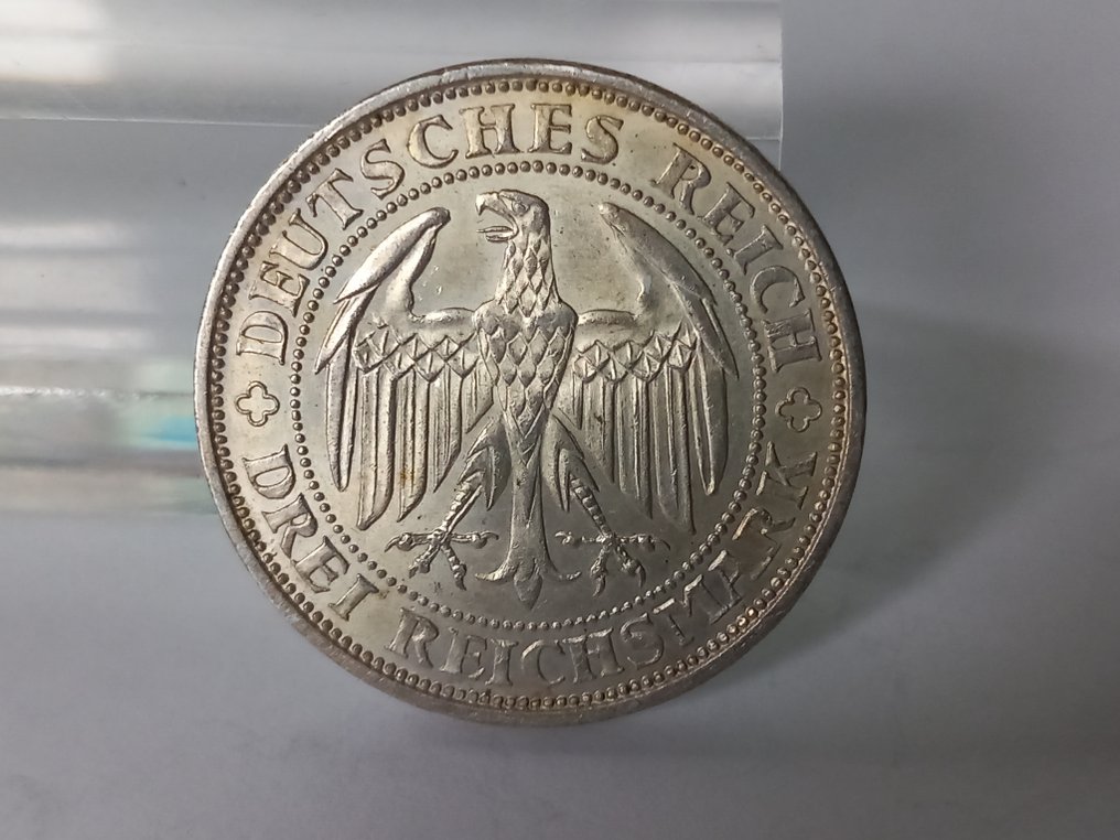 Alemanha, República de Weimar. 3 Reichsmark Meissen 1929 E #3.1