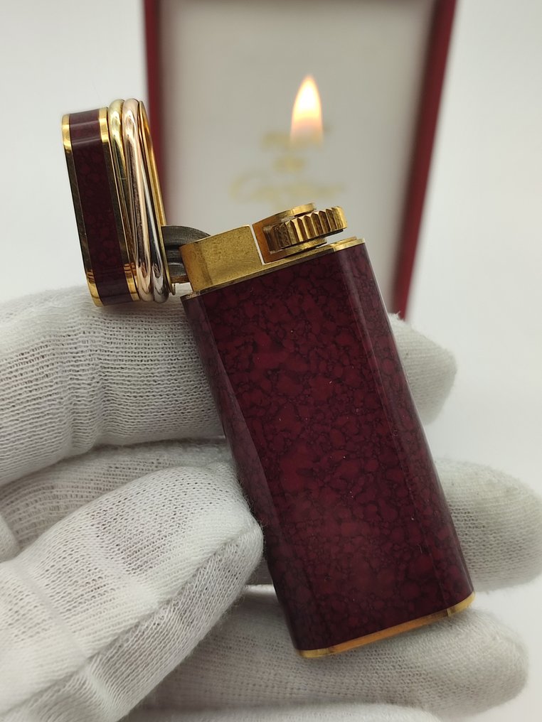 Cartier - Trinity Rare Red Chinese Lacquer & Gold Plated *with box* - Tändare - kinesisk lack #1.1