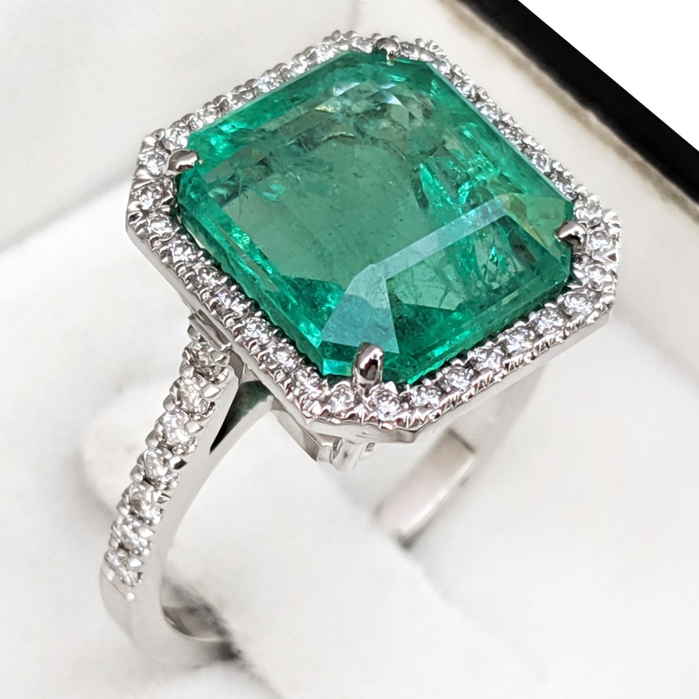 Ring Hvidguld Smaragd - Diamant #1.1