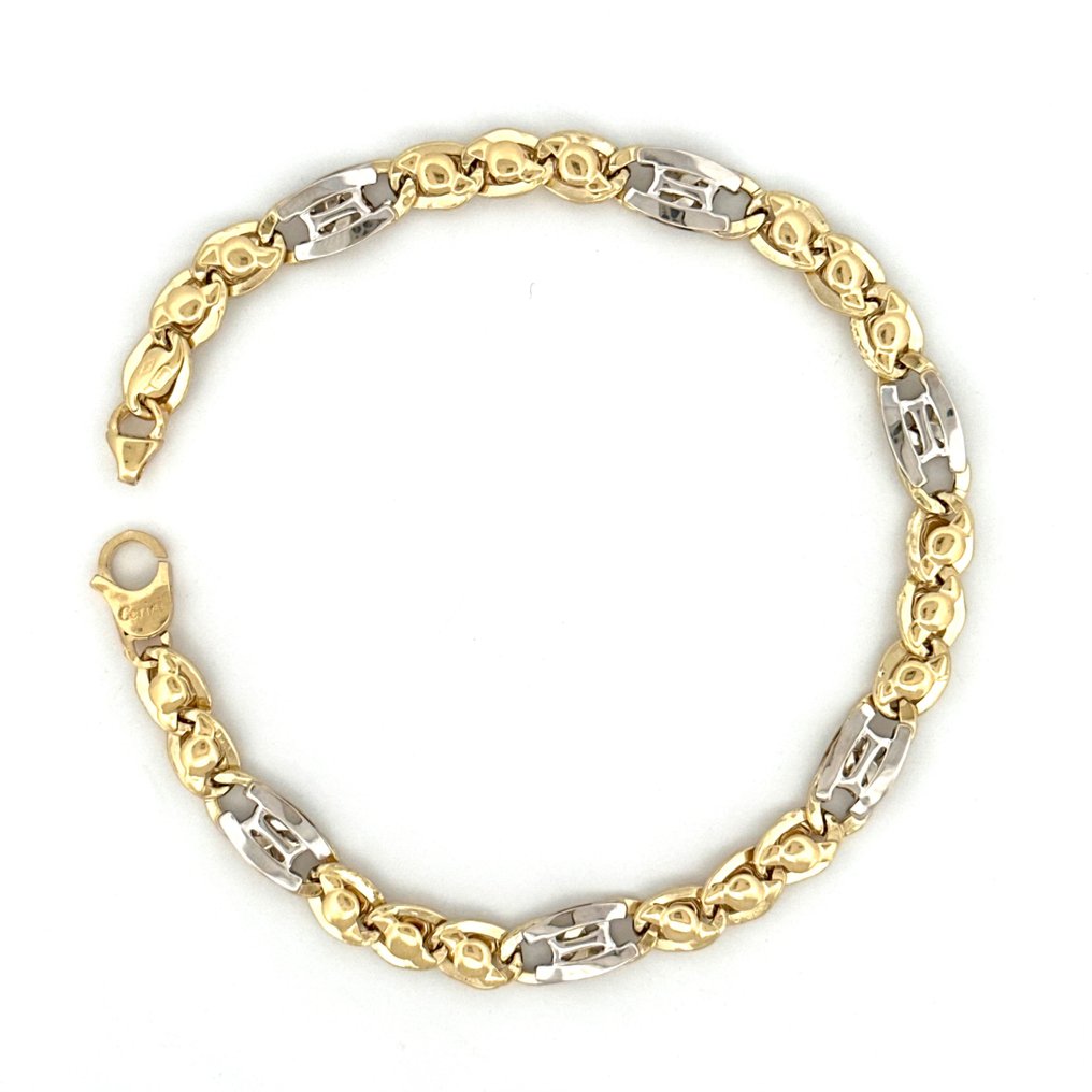 Bracciale oro bicolore - 8 gr - 21.5 cm - 18 Kt - Armband - 18 karaat Geel goud, Witgoud #1.1