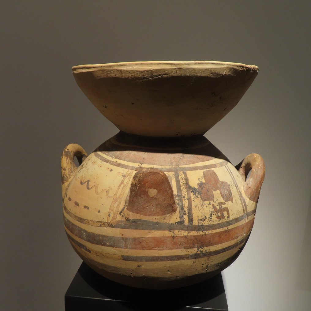 古希腊 陶瓷 奥拉 (Daunia)，亚几何时期 II，公元前 550 - 400 年30.5 厘米高度。 #1.2