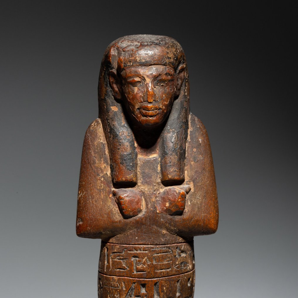 Starożytny Egipt Drewno Shabti, Nowe Królestwo, XVIII–XIX dynastia, 1552–1186 p.n.e. Wysokość 21,9 cm. #1.1