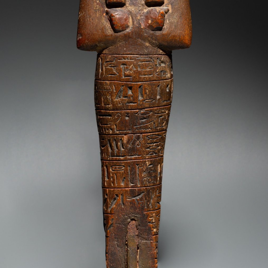 Αρχαία Αιγυπτιακή Ξύλο Shabti, Νέο Βασίλειο, 18η - 19η Δυναστεία, 1552 - 1186 π.Χ. Ύψος 21,9 cm. #2.1