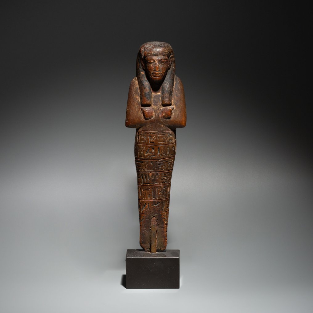 Αρχαία Αιγυπτιακή Ξύλο Shabti, Νέο Βασίλειο, 18η - 19η Δυναστεία, 1552 - 1186 π.Χ. Ύψος 21,9 cm. #1.2