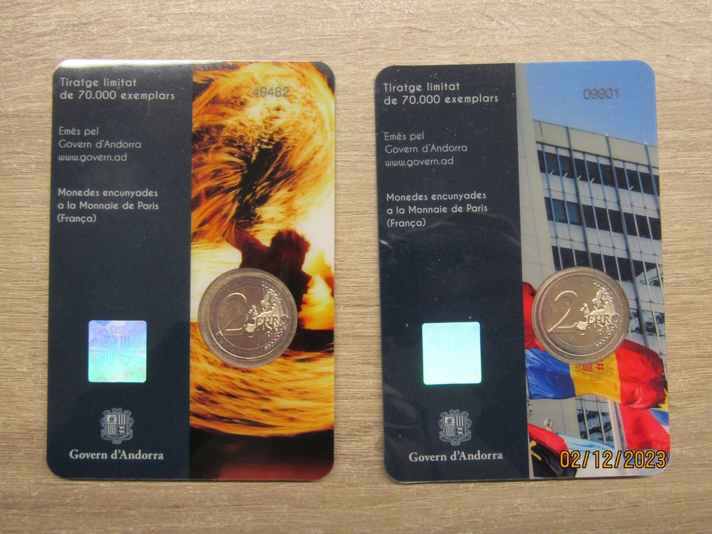 Ανδόρρα. 2 Euro 2023 "Solstici d'Estiu" + "Nacions Unides" (2 coincards) (χωρίς τιμή ασφαλείας) #1.0