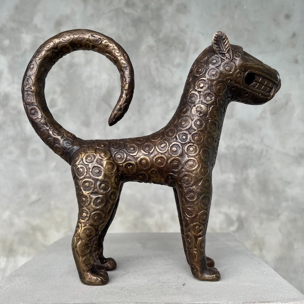 雕刻, African bronze - Benin Leopard Sculpture - Edo - Kingdom of Benin - 27.5 cm - 青銅色 #4.3