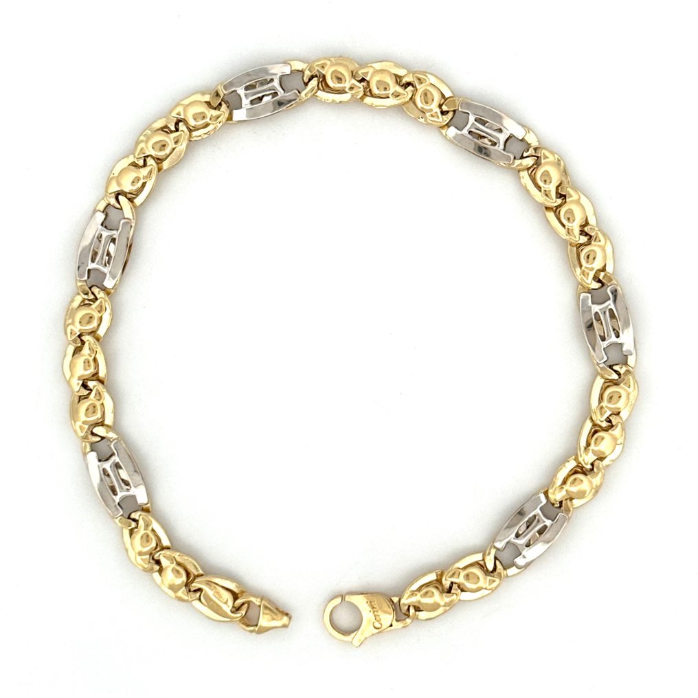 Bracciale oro bicolore - 8 gr - 21.5 cm - 18 Kt - Armband - 18 kt Gult guld, Vittguld #2.1
