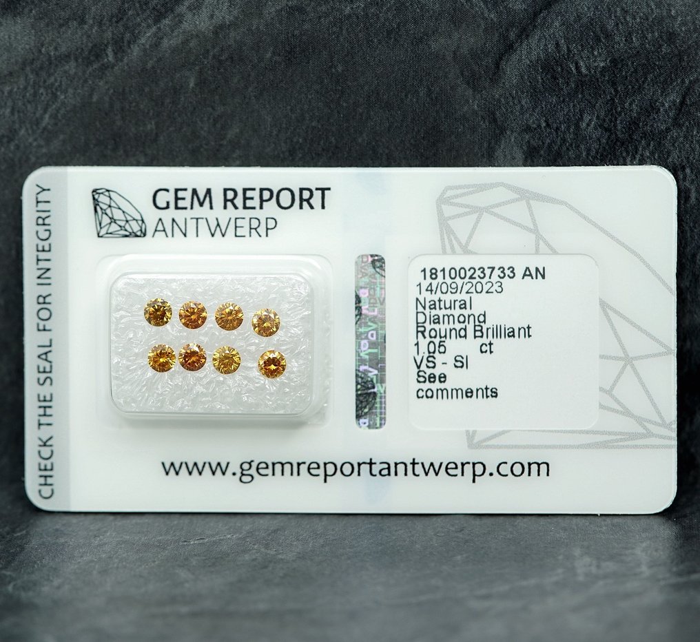 8 pcs 鑽石  (天然)  - 1.05 ct - VS1, SI1 - Gem Report Antwerp (GRA) #1.0