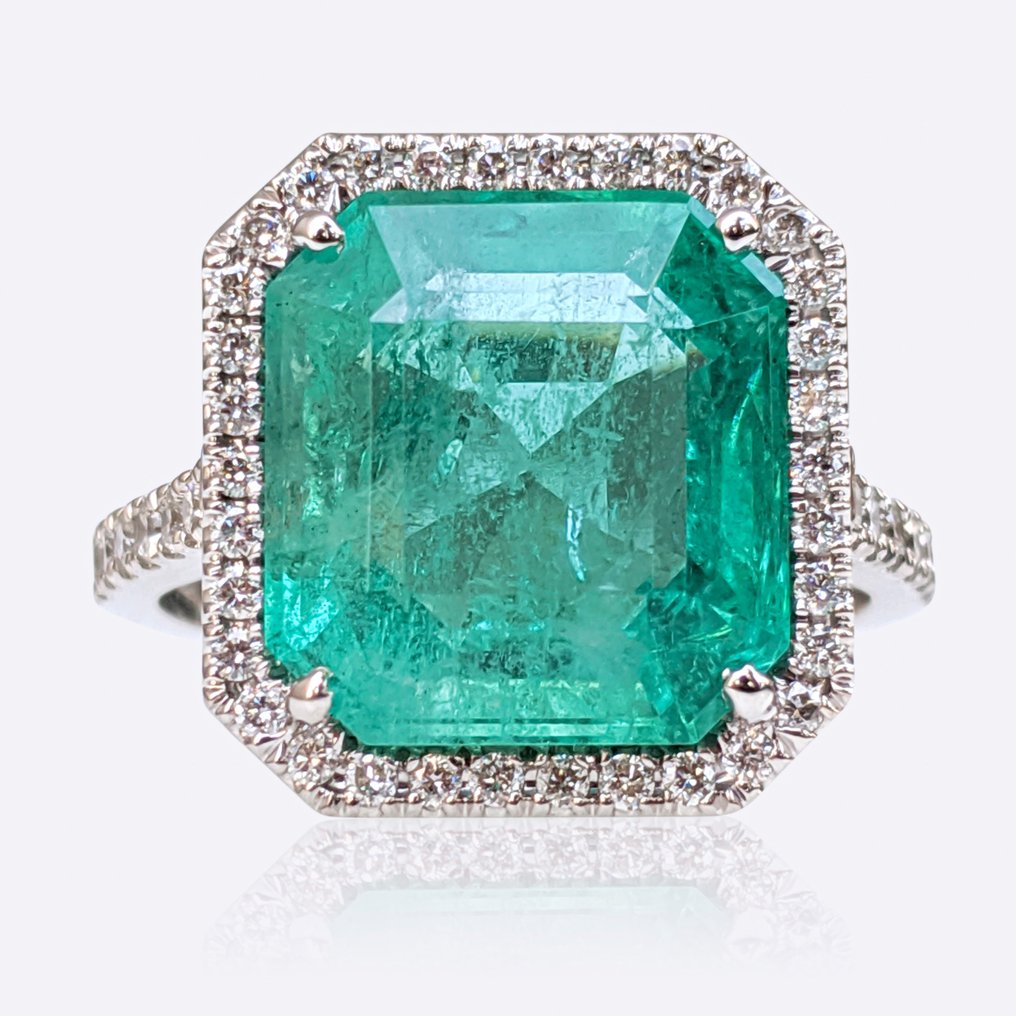 Ring Witgoud Smaragd - Diamant #3.2