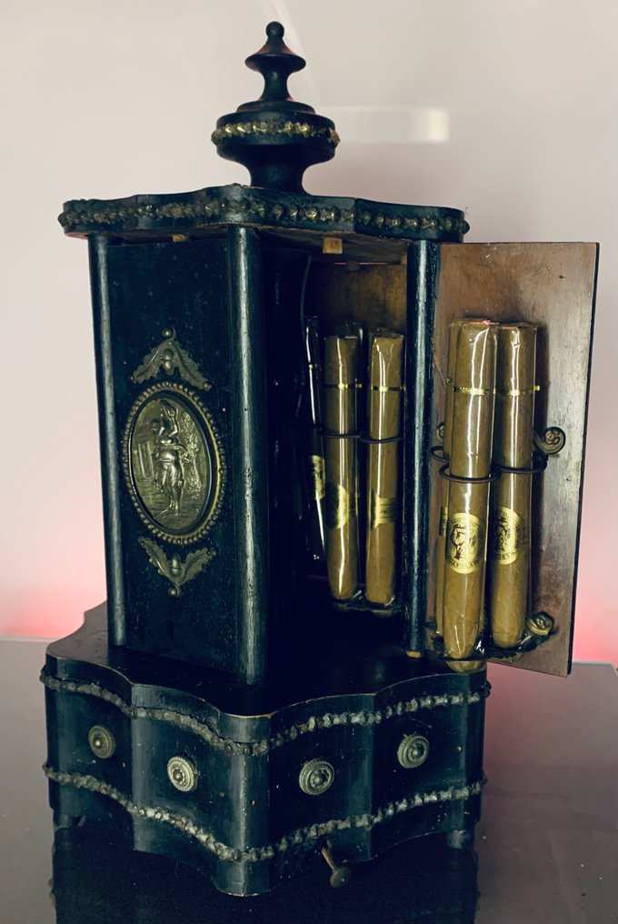 Caixa de charutos - Caixa de charuto e música estilo Napoleão III - Latão, Madeira #1.2