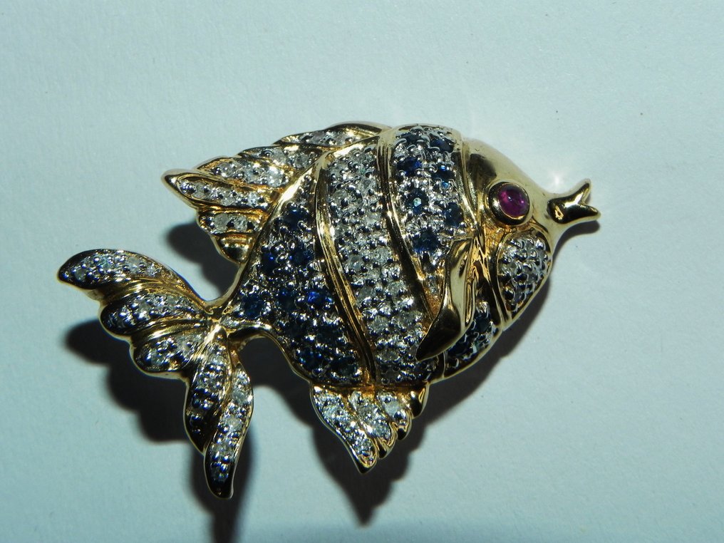 Broșă - 14 ct. Aur galben Diamant (Natural) #3.2