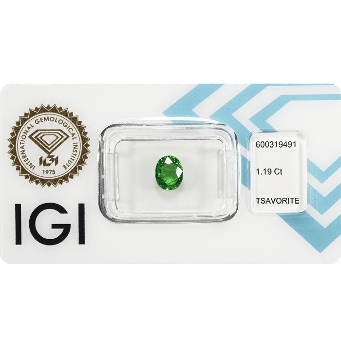 没有保留价 - 1 pcs 绿色 沙弗莱石 - 1.19 ct - 国际宝石研究院(IGI) - 天然的Tsavorite #3.2