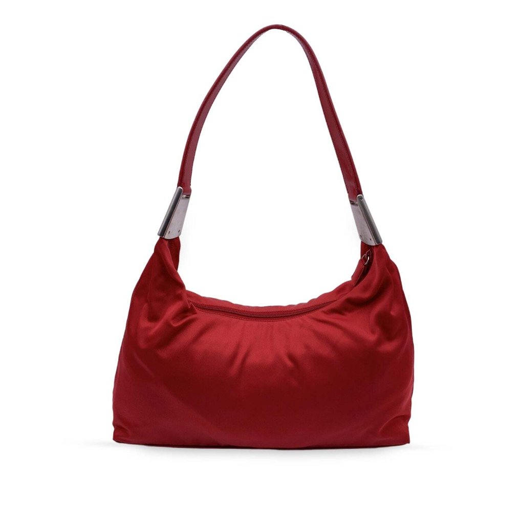 Prada - Red Tessuto Nylon Hobo Bag with Leather Strap - Sac hobo #1.1