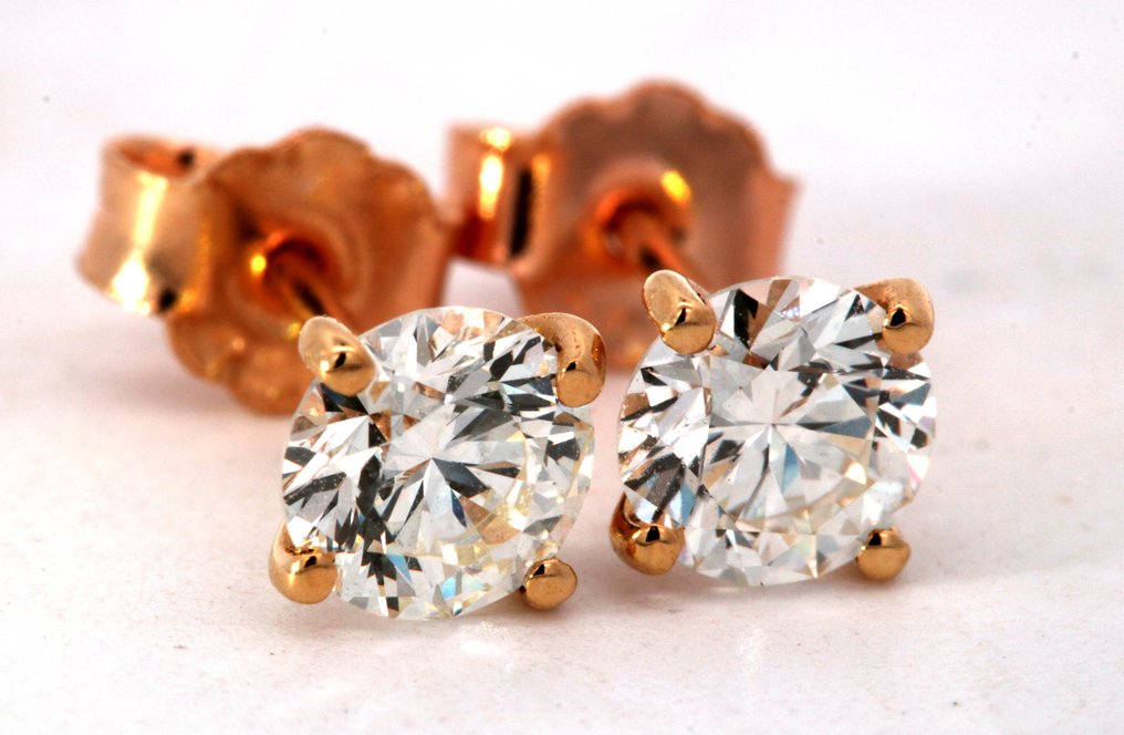 Stud earrings - 18 kt. Yellow gold -  0.50 tw. Diamond  (Natural) #2.1