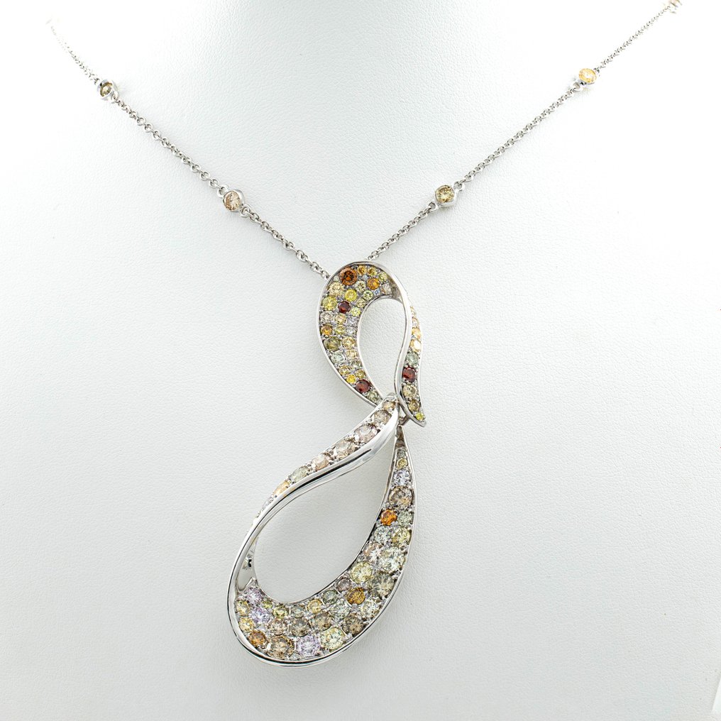 Halskette Weißgold -  8.63ct. tw. Diamant  (Natürlich) #1.1
