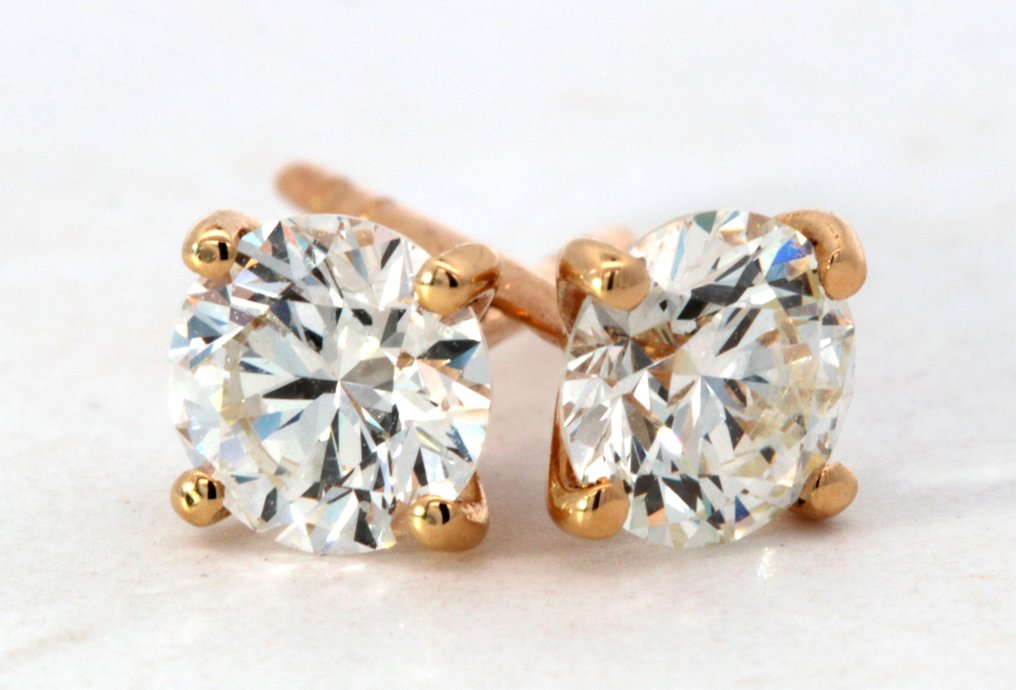 Stud earrings - 18 kt. Yellow gold -  0.50 tw. Diamond  (Natural) #3.2