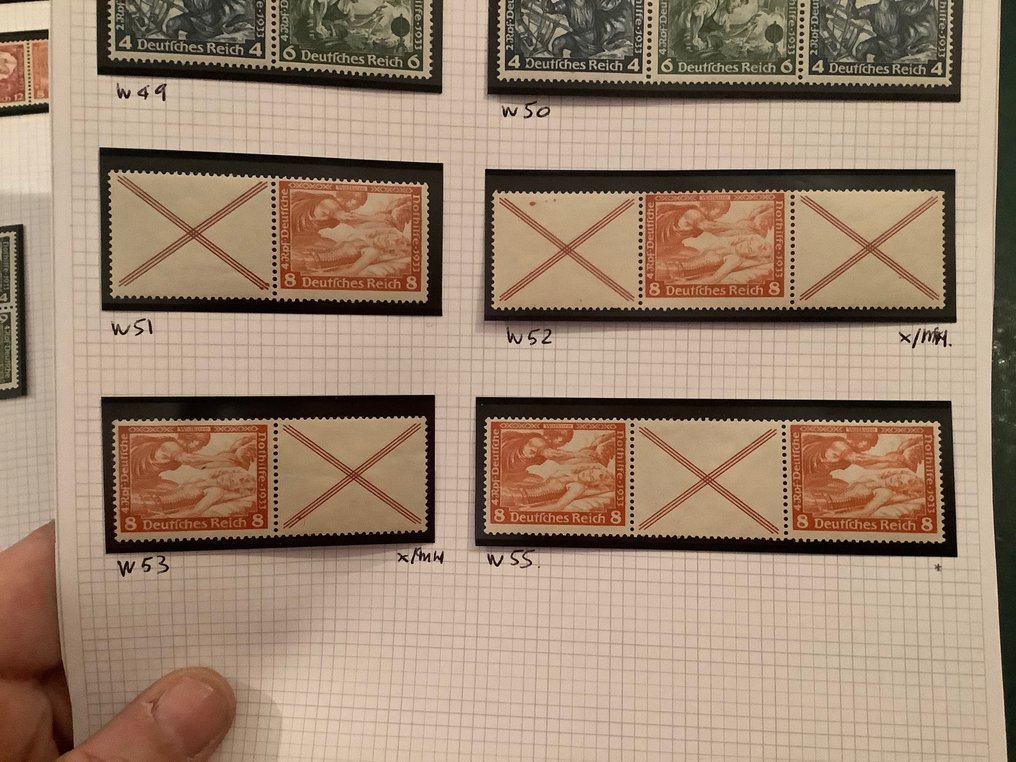 German Empire 1933 - Wagner: all the combinations from the books - Michel S114, SK19/20 en W47/58 #3.2