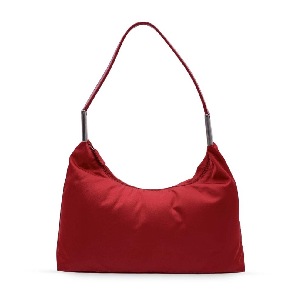 Prada - Red Tessuto Nylon Hobo Bag with Leather Strap - 流浪汉包 #2.1