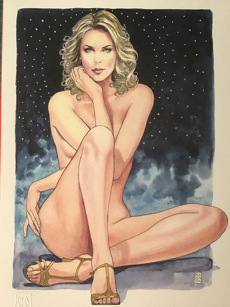 Milo Manara - 1 Offset Print - “ Charlize Theron “ #1.0