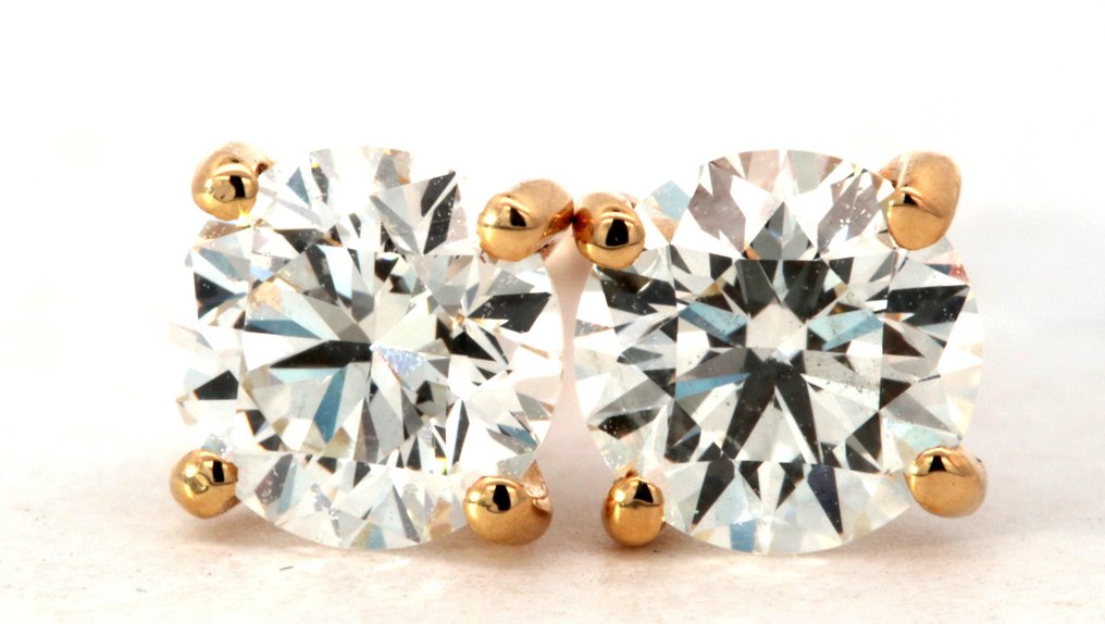 Boucles d'oreilles cloutées - 18 carats Or jaune -  0.50 tw. Diamant  (Naturelle) #3.1