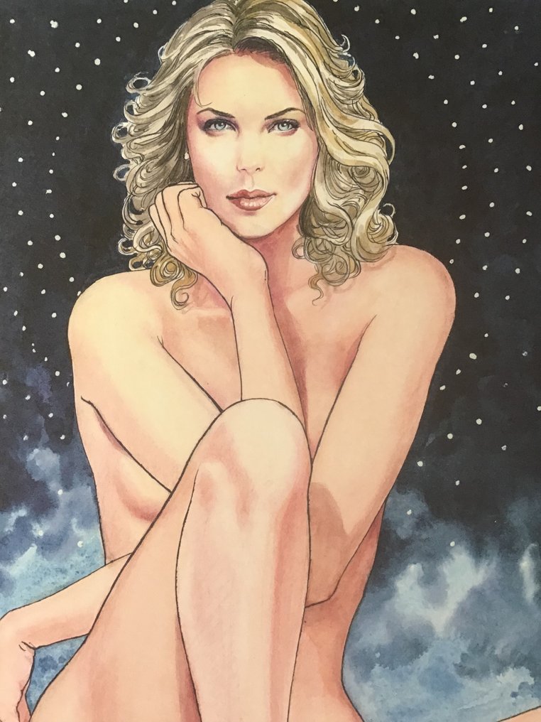 Milo Manara - 1 Offset Print - “ Charlize Theron “ #1.0