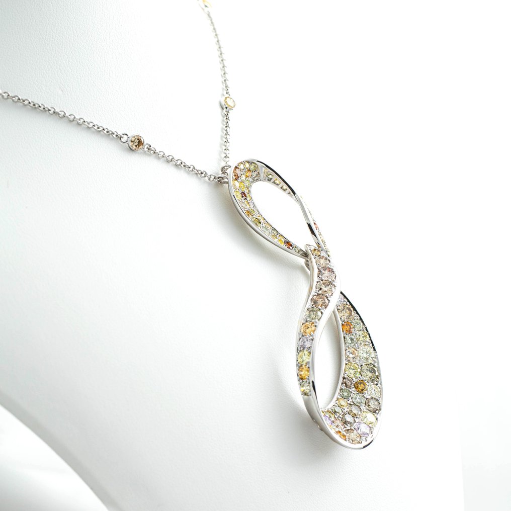 Halskette Weißgold -  8.63ct. tw. Diamant  (Natürlich) #3.1