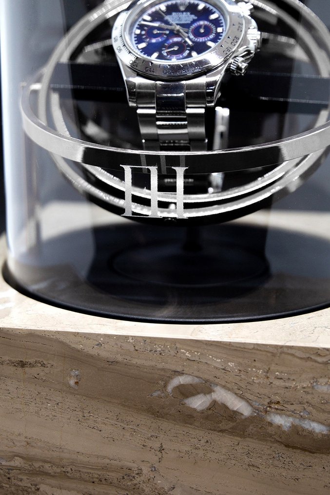 The Voyager I - Limited Edition xxx/287 - Silver/Brown Marble - Tourbillon/Gyro/Orbit Watch Winder #4.3