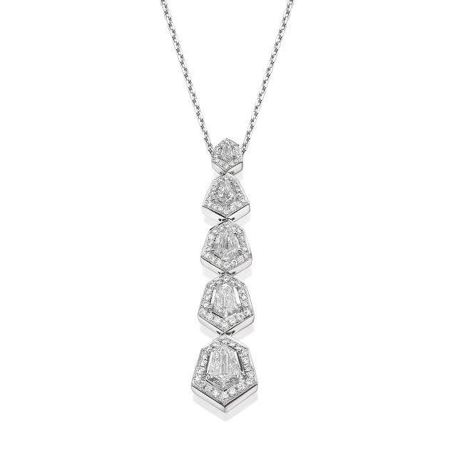 Halskette mit Anhänger - 18 kt Weißgold Diamant (Natürlich) #1.2