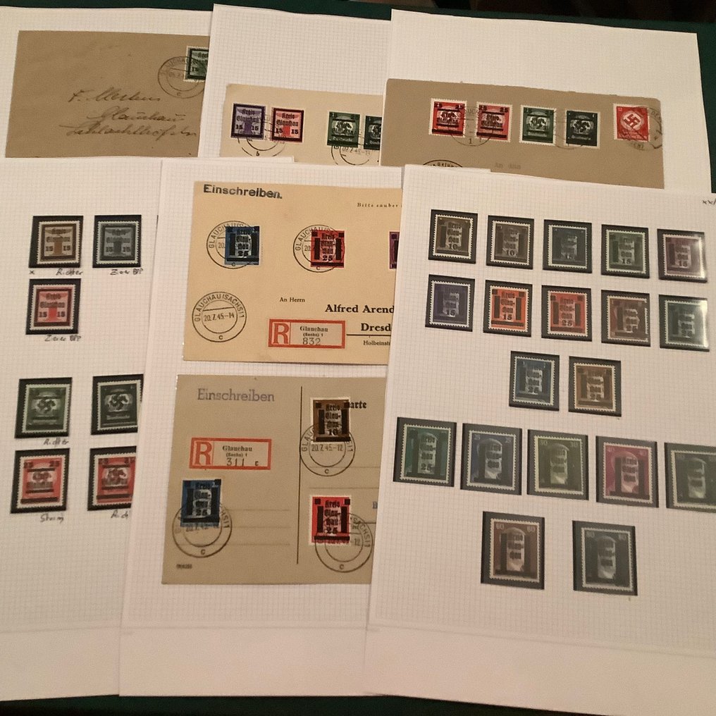 Alemania - Áreas postales locales 1945 - Glauchau: colección especializada con buen servicio de sellos y cartas, principalmente inspeccionada - Michel ex1/42 #1.1