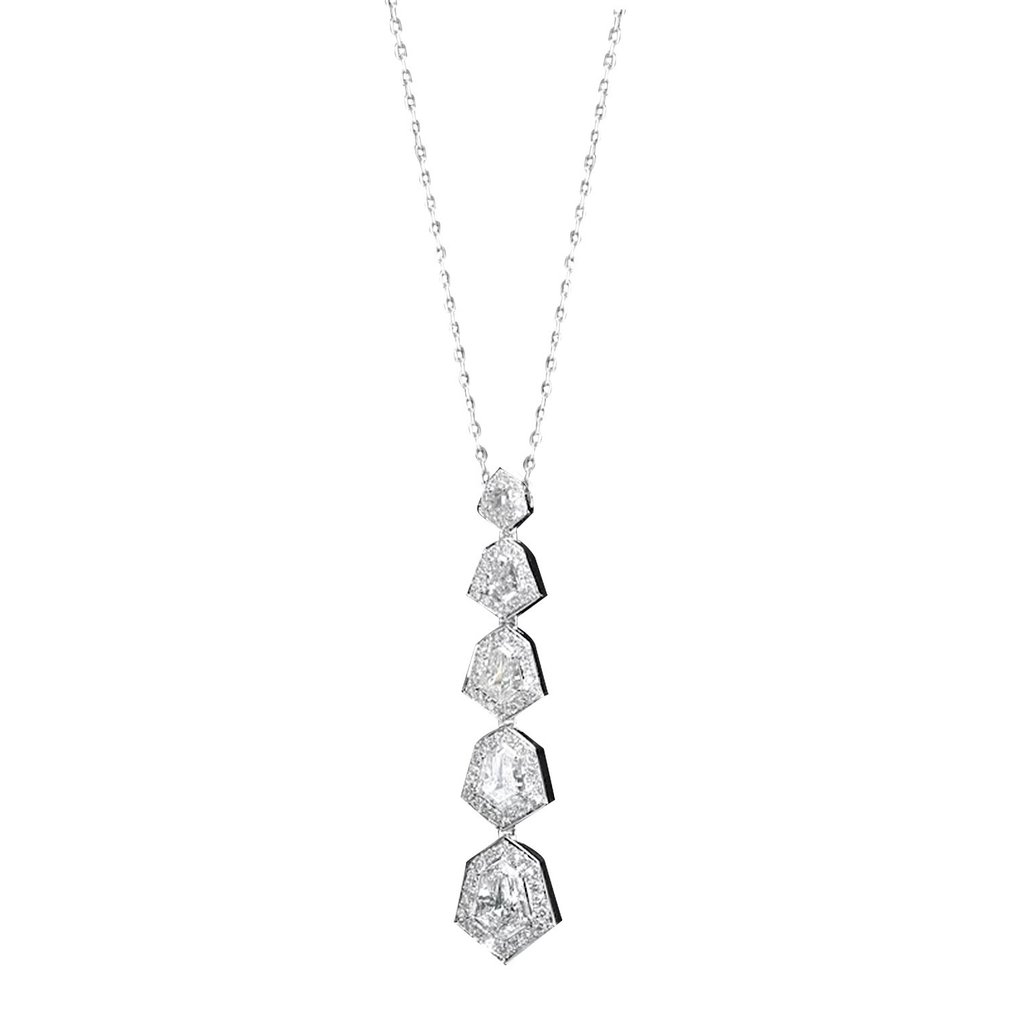 Halskette mit Anhänger - 18 kt Weißgold Diamant (Natürlich) #2.1