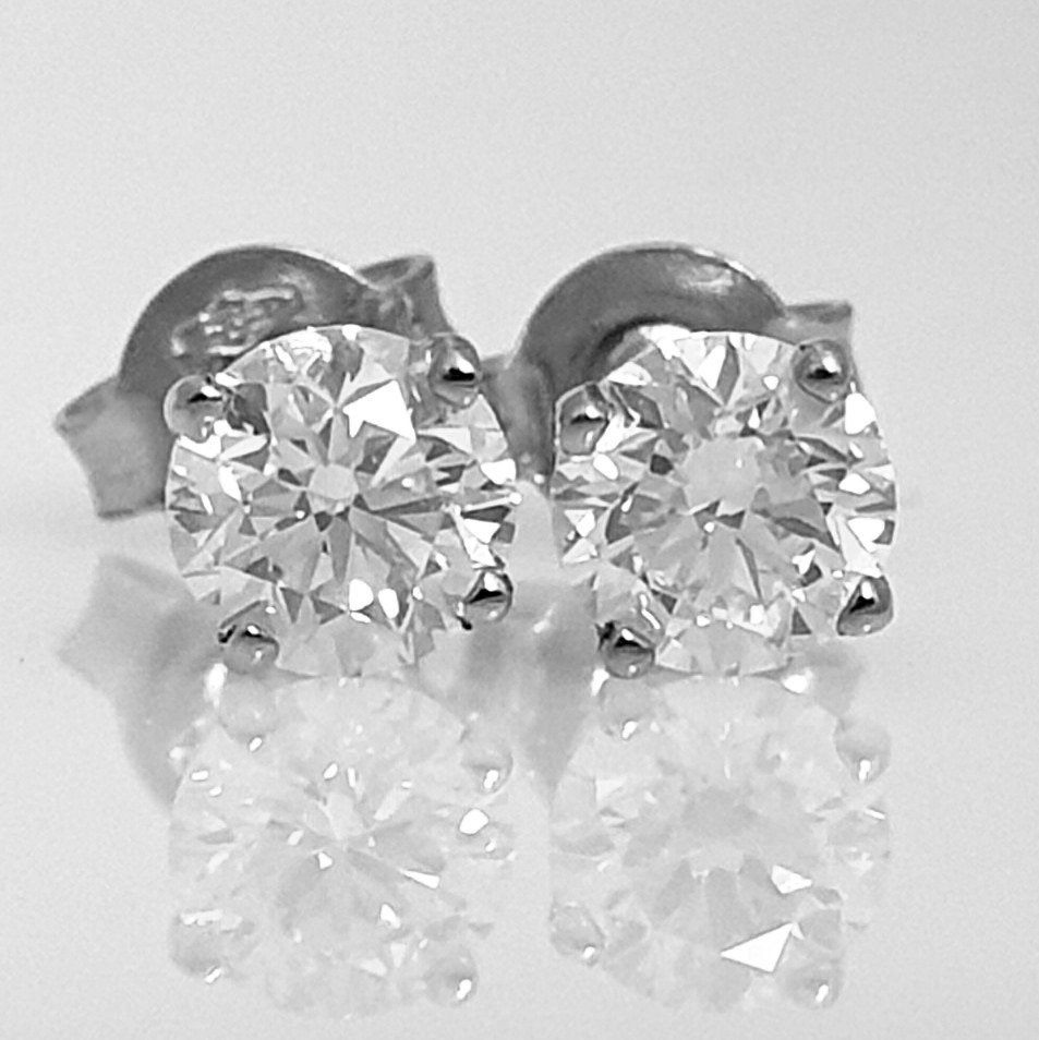 耳环 - 14K包金 白金 -  0.81ct. tw. 钻石  (天然) #3.2