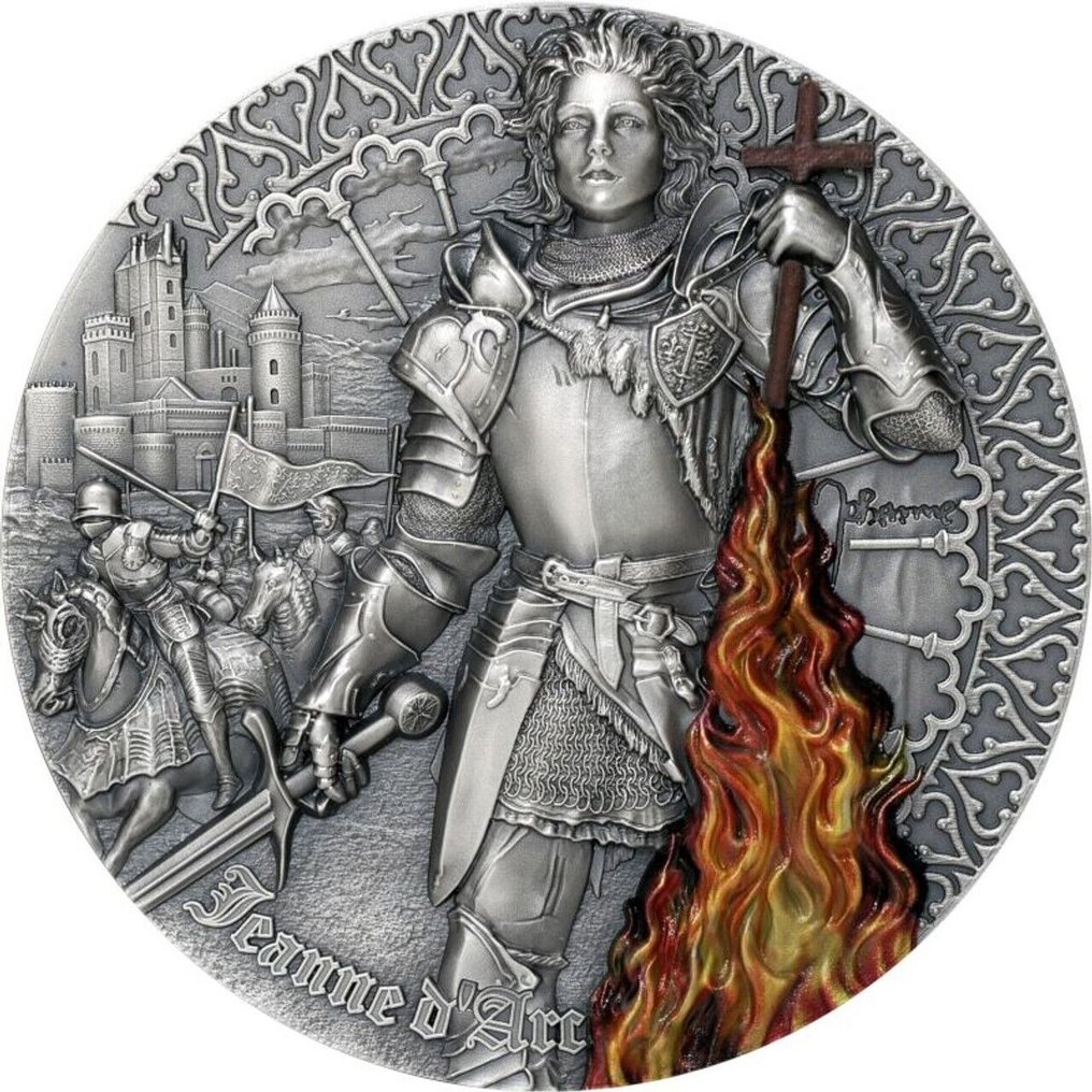 紐埃. 5 Dollars 2022 "Jeanne d' Arc" - Antique Finish, 2 Oz (.999) #1.1