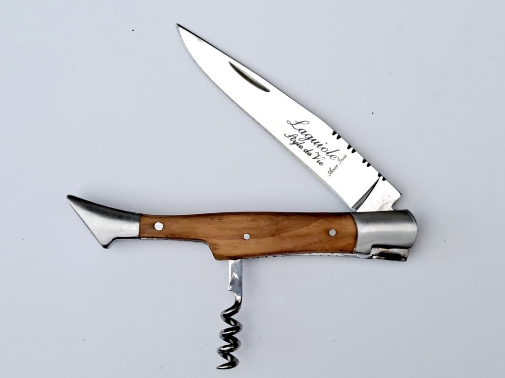 Laguiole - Corkscrew with Pocket Knife - Olive Wood - style de - 开瓶器 - 不锈钢 #1.0