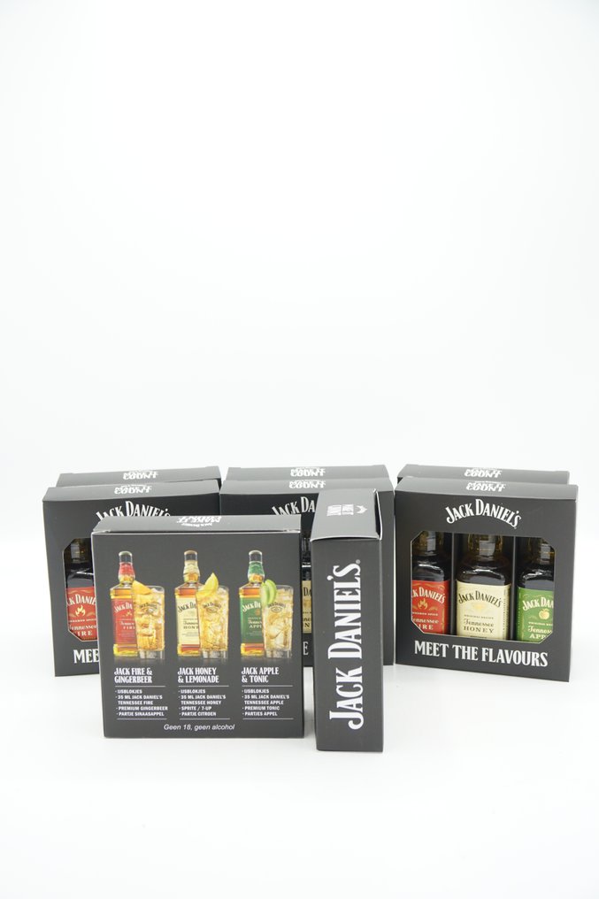 Jack Daniel's Honey - Fire - Apple miniatures - Full counter display with 8 sets  - 5cl - 24 bottles #3.2