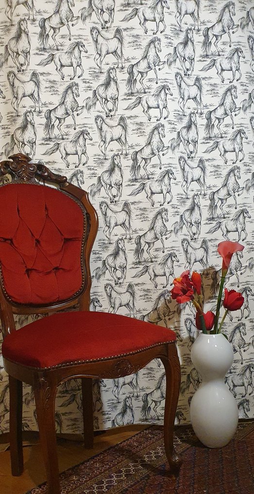 600x140厘米！全新独家骑马面料，配有奔跑中的黑白马。 - 纺织品  - 600 cm - 140 cm #4.3