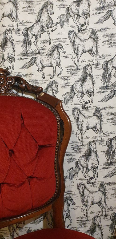 600x140厘米！全新独家骑马面料，配有奔跑中的黑白马。 - 纺织品  - 600 cm - 140 cm #3.2