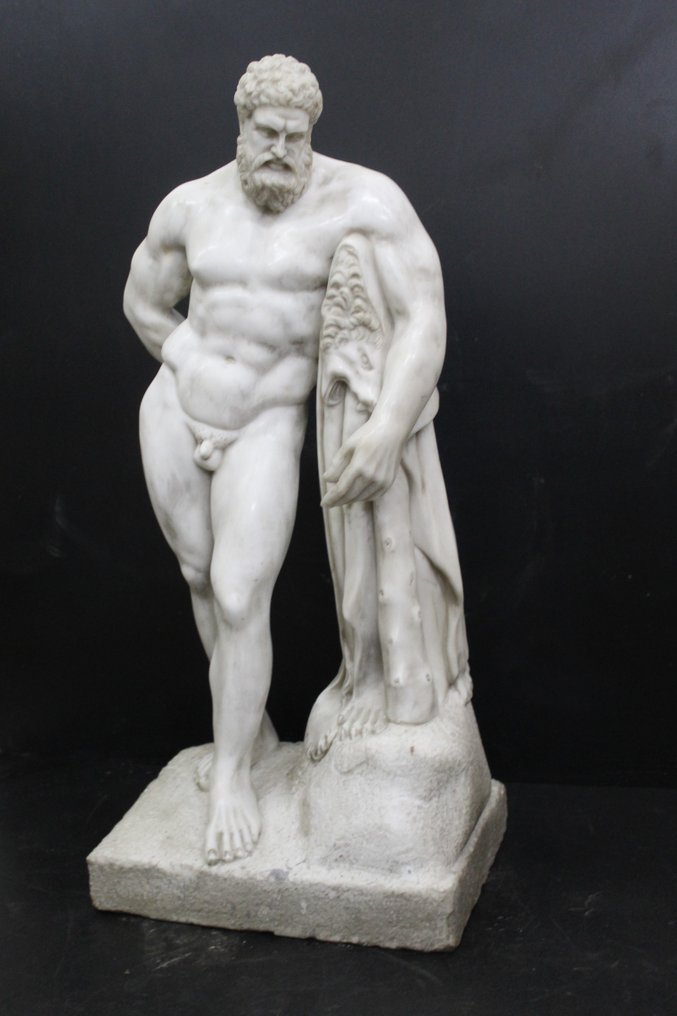 Scultura, Grande statua di Ercole Farnese - 74 cm - Marmo #1.2