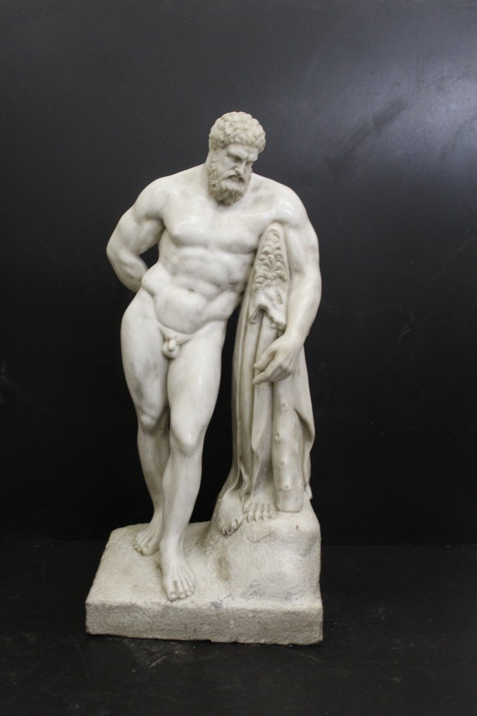 雕塑, Grande statua di Ercole Farnese - 74 cm - 大理石 #2.1