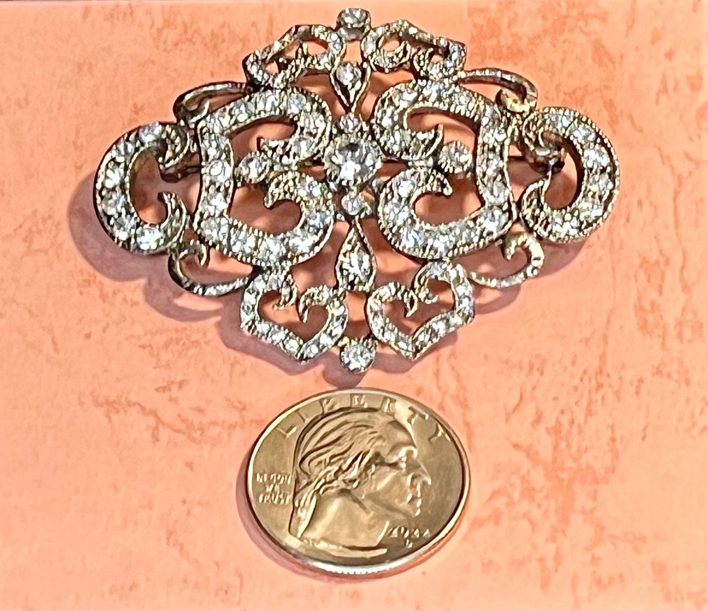 Camrose & Kross - JBK Vintage 高度收藏级 精致典雅 施华洛世奇水晶 镀金 装饰艺术风格 - 胸针 #4.3