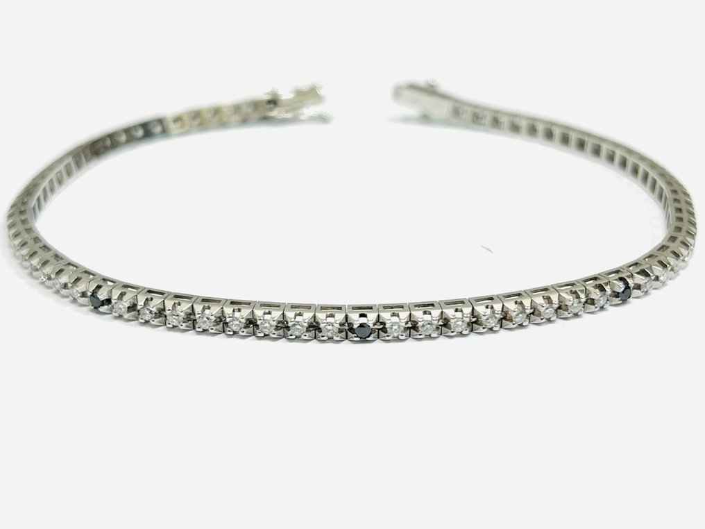 网球手链 - 18K包金 白金 -  2.70ct. tw. 钻石 (天然)  - 钻石 - 意大利制造 #1.0