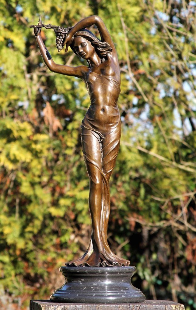 Estatua, druivenoogst - 85 cm - Bronce, Mármol #1.0