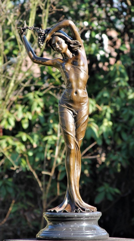 Estatua, druivenoogst - 85 cm - Bronce, Mármol #2.1