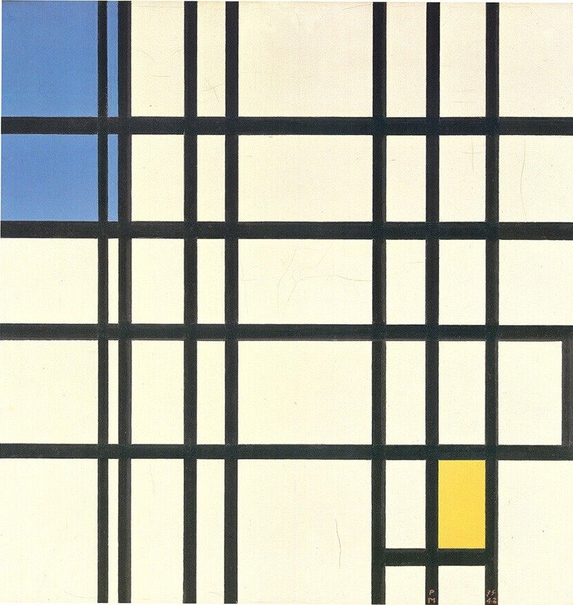 Piet Mondrian - Rhythmus aus schwarzen Linien #1.0