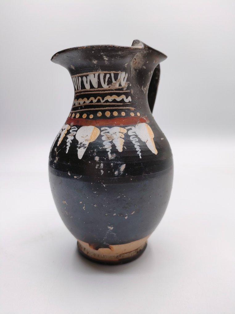 Grec ancien, Grande-Grèce Gnathia Oinochoe en céramique. Licence d'importation espagnole. Oinochoe #1.2